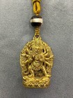 Old Tibet Buddhism Bronze 24k Gold Yamantaka Yama Dharmaraja Buddha Pendant