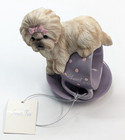 Hamilton Collection Shih Tzu  sweet  Purple Polka Dot Teacup Dog Figurine 4 