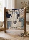 Vintage Primitive Handmade Folk Art Quilt Decor Hands To Work Hearts To God