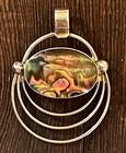 Vtg 950 Sterling Silver Abalone Statement Pendant Mexico     13g      2    X 1    925