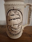 Vintage Handmade Pottery Mug Beer Stein Ship Anchor Unique Sailing