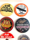 Pinbacks Beer Buttons Lot-6 Vtg Miller Michelob Milwaukee Budweiser Jagermeister
