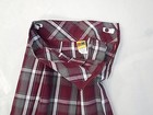 Girls R k Maroon   White Plaid Box Pleat Uniform Skirt Reg   1 2 Sz 61 2 - 141 2