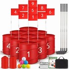 Golf Bucket Yard Game Set - 4 Clubs  9 Hole Course  Balls   Flag - Outdoor Lawn