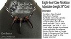 Eagle Bear Claw Necklace Native Tribal Grizzly Buffalo Bone Mtn Man Replica  e1 