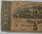 1864  5 Csa Confederate States America Richmond Civil War Note Cs 69