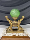 Restored Antique Vtg Art Deco Nouveau Table Desk Lamp Uranium Glass Shade Glows