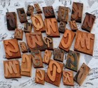 Set Of Letterpress Wooden Printing Blocks Wood Type Vintage Printer Letters Old 