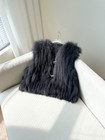 Fox Fur Vest Women s V-neck Short Fur Coat Horn Button Winter Gilet Waistcoats