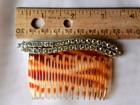 Elegant Vintage Hair Comb With Double Row Rhinestones In Tortoise Shell   t