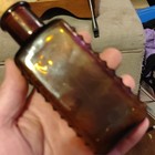 Amber Brown Embossed Glass Medicine Bottle With Cork Stopper