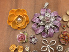 Vintage - Now 15 Piece All Flower Floral Craft Repurpose Jewelry Making Lot  12