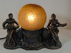 Vintage Jester   Harlequin Metal Lamp  Original Glass Globe  Rewired And Works