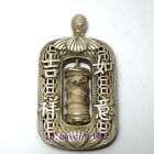 Chinese Tibet Silver Carved Loong Dragon Statue Amulet Necklace Pendant Netsuke