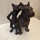 French Bulldog And Cat Faux Bronze Statue Resin 10 