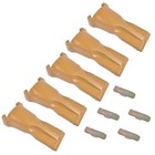 5 Pk Bucket Teeth W  Flex Pins V23syl V23pn Yellow Alloy Steel Fits Excavator
