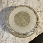 Vintage Ceiling Light Fixture Art Deco Round Frosted   Clear Glass Flush Mount