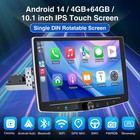 Single 1din Android 14 Apple Carplay Rotatable Car Stereo Radio Gps Bt 64g Cam