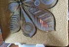 Mid Century Modern Georges Briard Glass Serving Tray Chestnut Leaf Gold 12x12