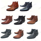 Brand New Men s Cowboy Boots Western Leather Lined Ankle Harness Strap Zipper