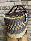 New Bolga Bolega Basket Oval Ghana Africa Handmade Woven Leather Handles Large 