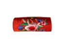 Red Satin Embroidery Lipstick Case Holder W  Mirror