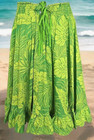 Hawaiian Hula Full Circle Skirt 26    Long Green Yellow Monstera Floral Print S m