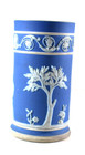 Vintage 19th Century Wedgwood Jasperware Medium Blue 4  Tall Cylindrical Vase