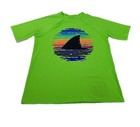 Lands  End Neon Green Short Sleeve Boys Youth Swim Shirt Graphic Sun Protection