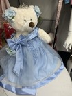 White Plush Teddy Bear Princess Theme W  Blue Dress   Tiara Clothed