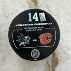 Jonathan Cheechoo Recognition Sharks March 24  2018 Nhl Hockey Puck Collectable