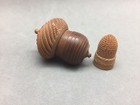 Antique Hand Carved Tagua Nut Acorn Thimble Case   Thimble 1 3 8  Vintage Sewing