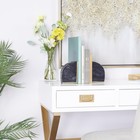 Marble Geometric Bookends With Gold Inlay  Set Of 2 4 w  6 h  Black