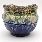 Antique Majolica Jardiniere Planter Pot Pottery Blended Glaze Blue Green Pink