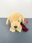Vtg Russ Berrie Amber Golden Labrador Retriever Plush Red Bow 11   Dog Nwt