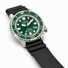 Citizen Men Quartz Watch Green Dial Black Rubber Strap 200m Waterproof Date