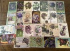 Lot Of 25 Vintage antique Greetings Postcards W  Violets Flowers in Sleeves k438