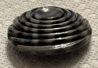 Unique Vintage Button Black And Gray Concentric Ribbed Circles 1 3 4 Inch Shank