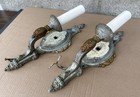 1920s Art Deco Riddle Co Wall Sconce Lights Polychrome Rosette Flaming Urns Pair