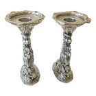 2 Arthur Court Rabbit Bunny Aluminum Metal Candle Holders  6 25  1989 Vintage