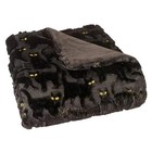 Costco Halloween Embroidered Faux Fur Throw Cat Blanket Black