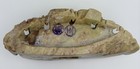 Vintage Chinese Soapstone Double Brush Pot Inkwell Carved Floral Scholar Desk
