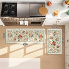 Kitchen Mats Anti Fatigue White Floral Rugs Padded Cushioned Floor 2 Pcs