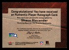 Shaun Alexander Signed 2001 Fleer Authority Autographics Card Seattle Seahawks