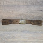 Genuine Us Civil War Lead Backed Brass Buckle   Belt  Puppy Paw Studs  