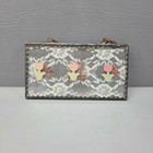 Vintage Pressed Flower Lace Glass Wall Hanging Copper Chain Floral Decor