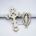 10 Sets  Antique Silver Rosary Cross Center Alloy Crucifix Rosary Links Pendant