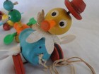 Vintage 1956 Fisher Price Gabby Goofies Mama Duck 3 Babies Pull Toy Wooden As Is