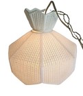 Vtg Mid Century Modern White Rattan Wicker Hanging Swag Light Lamp Retro 15 5 