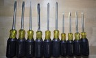 Vintage Bridgeport 10 Piece Set Of Screwdrivers Original Cushion Grip Usa